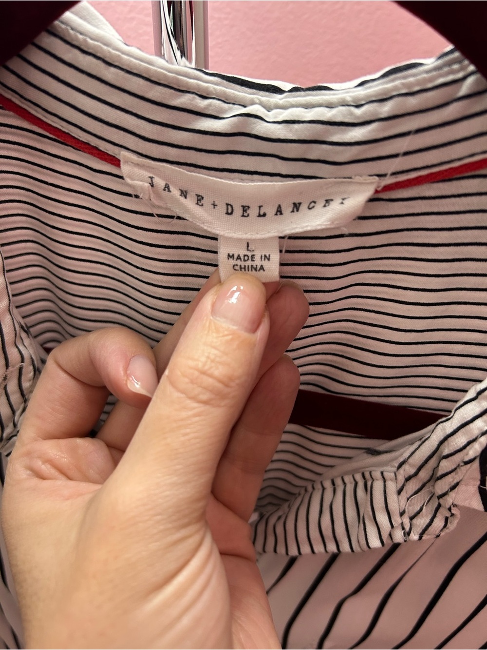 Jane and Delancey White Button-Down Shirt with Black Stripes - Picture 5 of 5